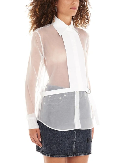 Shop Helmut Lang Detachable Bib Sheer Detail Shirt In White