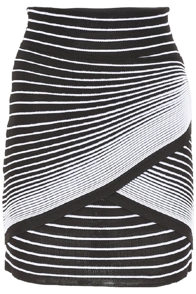 Shop Balmain Knit Mini Skirt In Black