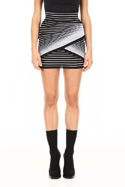 Shop Balmain Knit Mini Skirt In Black