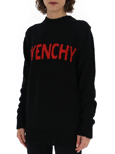 Shop Givenchy Logo Knitted Jumper In Black