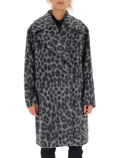 Shop Michael Michael Kors Leopard Printed Coat In Grey