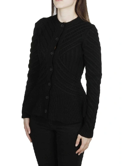 Shop Alexander Mcqueen Peplum Ribbed Cardigan In Black