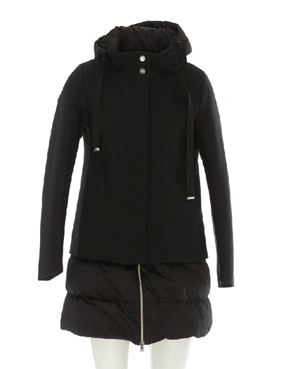 Shop Herno Layered Puffer Coat In Black