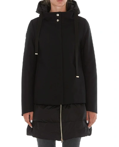 Shop Herno Layered Puffer Coat In Black