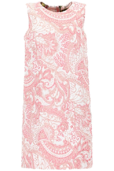 Shop Dolce & Gabbana Floral Jacquard Shift Dress In Pink