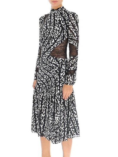 Shop Proenza Schouler Mesh Inserts Printed Midi Dress In Multi