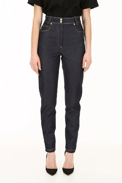 Shop Versace Tapered Jeans In Blue