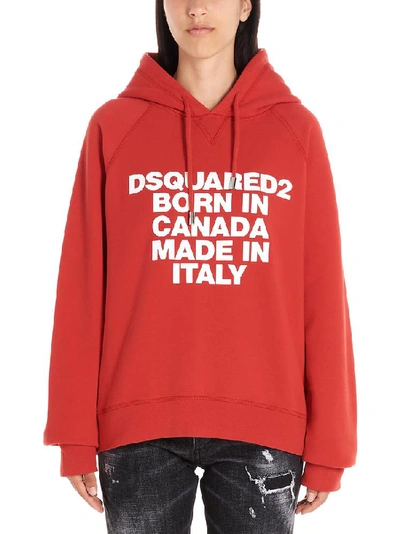Shop Dsquared2 Born In Canada Print Hoodie In Red