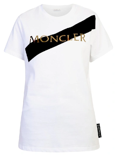 Shop Moncler Logo Stripe T In White