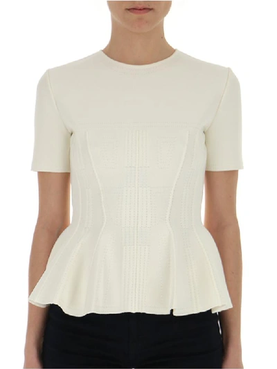 Shop Alexander Mcqueen Tailored Peplum Blouse In White