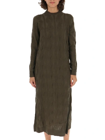 Shop Chloé Cable Knit Maxi Dress In Green