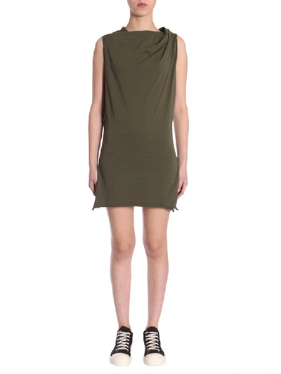 Shop Rick Owens Drkshdw Draped Sleeveless Mini Dress In Green