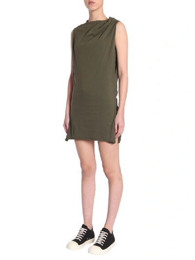 Shop Rick Owens Drkshdw Draped Sleeveless Mini Dress In Green