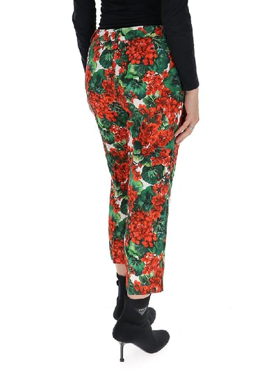 Shop Dolce & Gabbana Floral Print Cropped Trousers In Multi