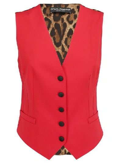 Shop Dolce & Gabbana Contrast Leopard Print Vest In Multi