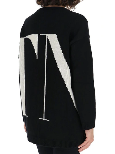 Shop Valentino Vltn Jacquard Sweater In Black