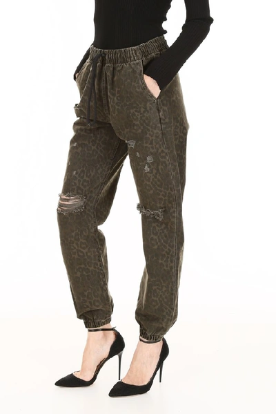 Shop Alexander Wang Leopard Print Elasticated Waist Pants In Green