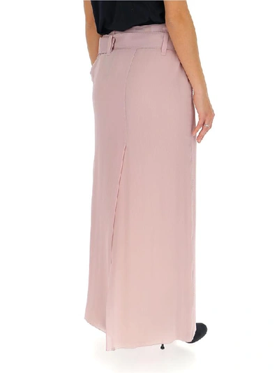 Shop Prada Belted Maxi Skirt In Pink