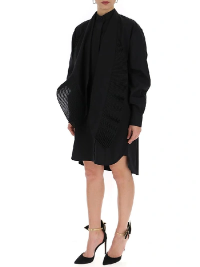 Shop Givenchy Ruffled Asymmetric Shirt Dress In Black
