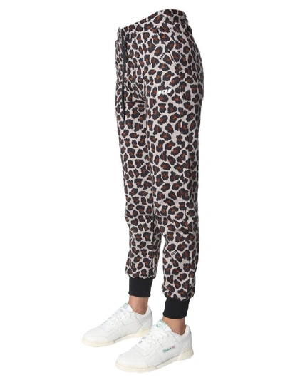 Shop Msgm Leopard Print High Rise Track Pants In Multi