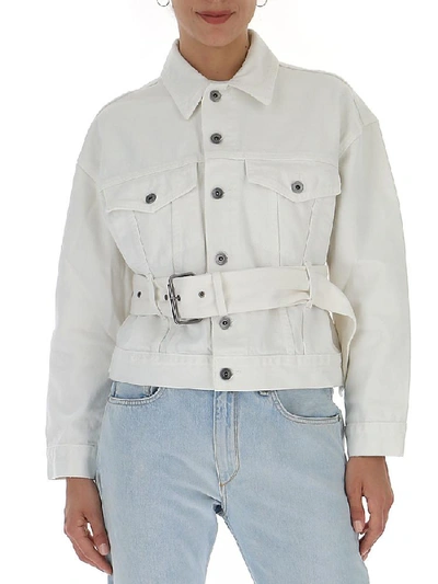 Shop Proenza Schouler Pswl Belted Denim Jacket In White