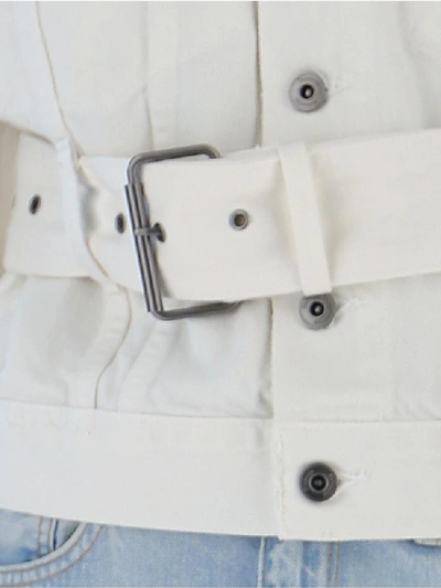 Shop Proenza Schouler Pswl Belted Denim Jacket In White