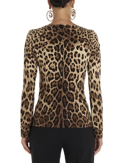 Shop Dolce & Gabbana Leopard Print Crewneck Blouse In Multi