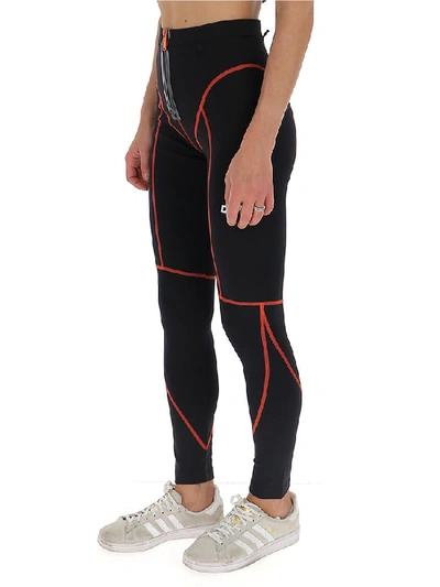 Shop Heron Preston Contrast Stitched Leggings In Black