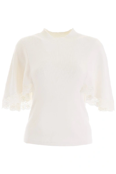 Shop See By Chloé Lace Trim T In White
