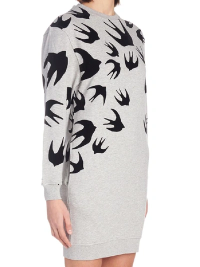 Shop Mcq By Alexander Mcqueen Mcq Alexander Mcqueen Swallow Print Sweatshirt Dress In Grey