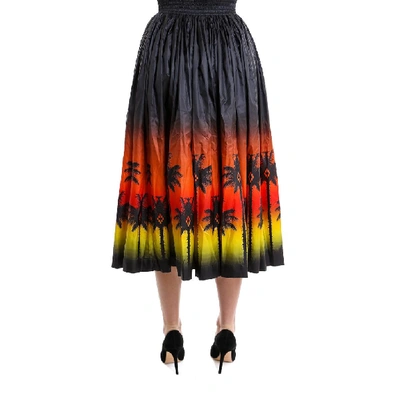 Shop Marcelo Burlon County Of Milan Tropical Sunset Pleated Skirt In Multicolor