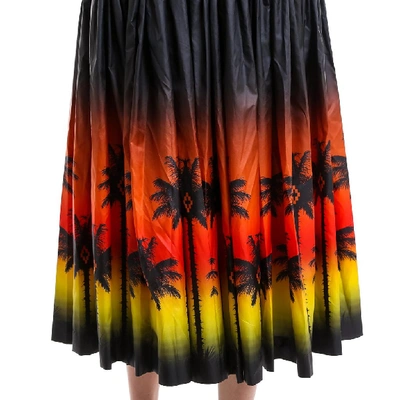 Shop Marcelo Burlon County Of Milan Tropical Sunset Pleated Skirt In Multicolor