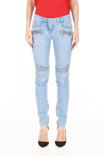 Shop Balmain Skinny Fit Jeans In Blue