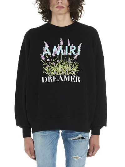 Shop Amiri Floral Dreamer Logo Print Sweater In Black