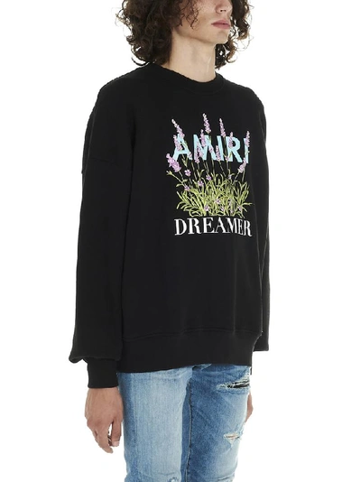 Shop Amiri Floral Dreamer Logo Print Sweater In Black