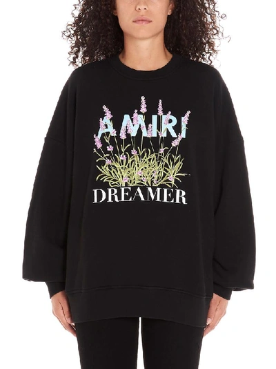 Shop Amiri Floral Dreamer Logo Print Sweater In Black