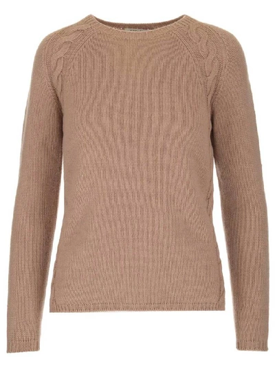 Shop Max Mara 's  Crewneck Cable Knit Pullover In Pink