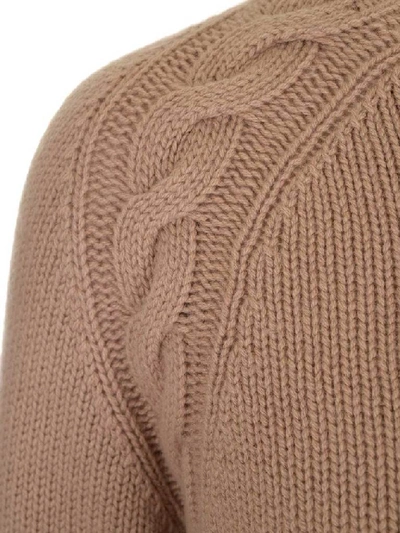 Shop Max Mara 's  Crewneck Cable Knit Pullover In Pink