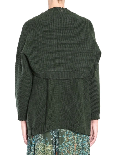 Shop Alberta Ferretti Red Valentino Ribbed Button Cardigan In Green