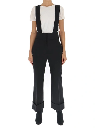 Shop Alberta Ferretti Cuffed Suspender Pants In Black