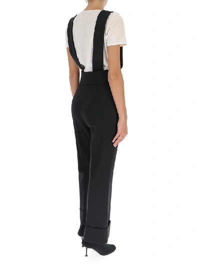 Shop Alberta Ferretti Cuffed Suspender Pants In Black