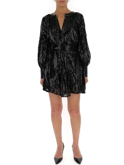 Shop Wandering Sequinned Belted Mini Dress In Black