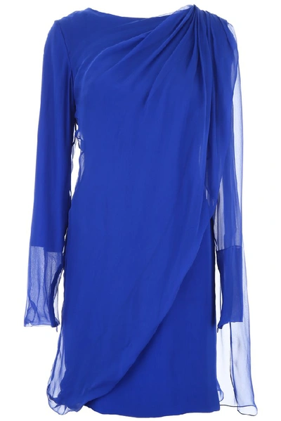 Shop Lanvin Sheer Detailed Dress In Blue