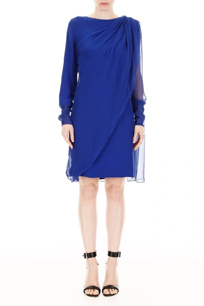 Shop Lanvin Sheer Detailed Dress In Blue
