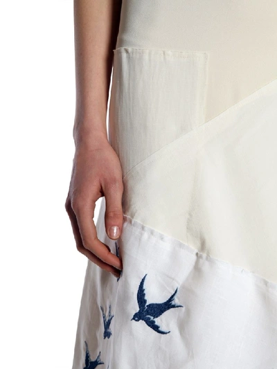 Shop Jw Anderson Birds Embroidered Asymmetric Dress In White