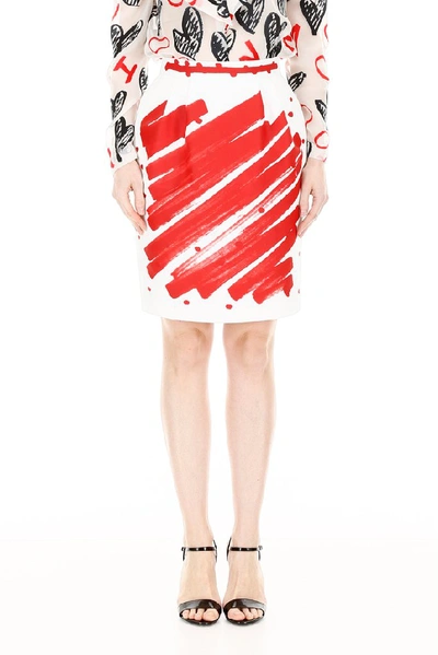 Shop Moschino Brushstroke Polka Dots Mini Skirt In Multi