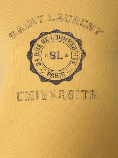 Shop Saint Laurent Sleeveless Logo Top In Yellow