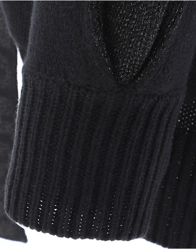 Shop Moncler Belted Logo Trim Cardigan In Black