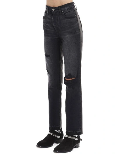 Shop Amiri Hybrid Cropped Straight Jeans In Black