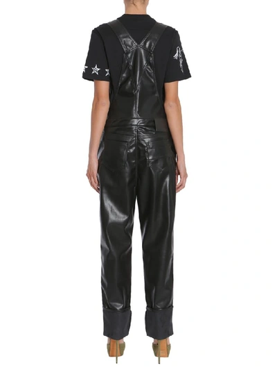 Shop Givenchy Faux Leather Dungarees In Black